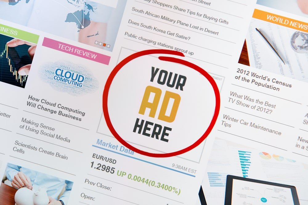 Display advertising banner that reads “YOUR AD HERE” on a web page