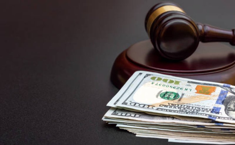 a gavel, sound blocker, and money